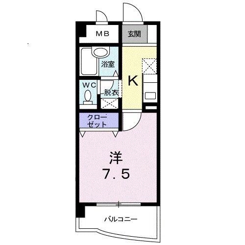 CITYLIFEKAKU(1K/4階)の間取り写真