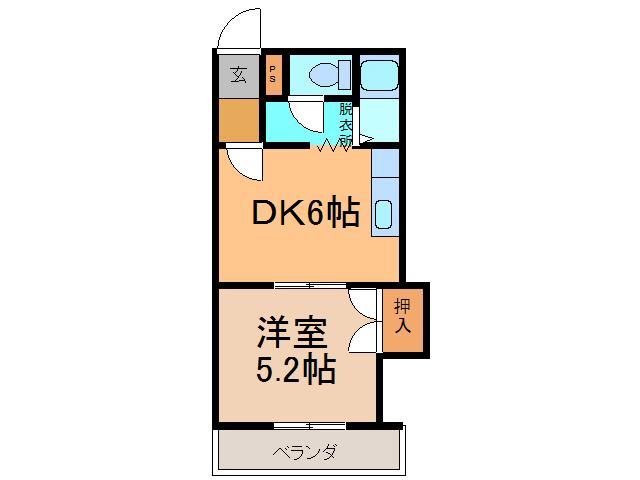 コーポラス魁B(1DK/4階)の間取り写真