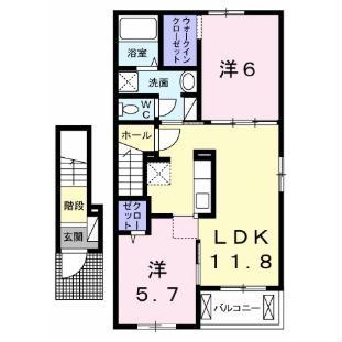 グレースガーデンI(2LDK/2階)の間取り写真