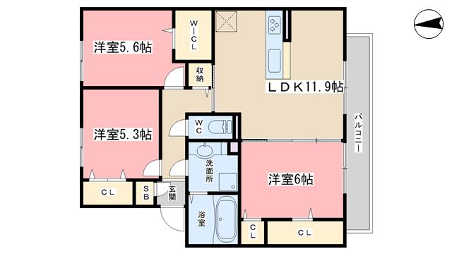 ライトハウス西野(3LDK/2階)の間取り写真