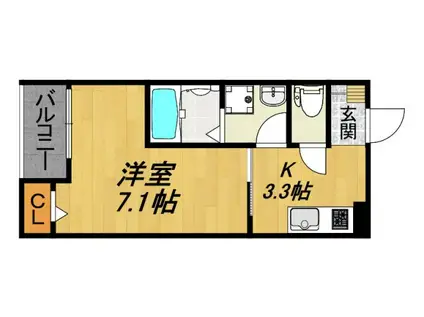 LE COCON 北名古屋II(1K/2階)の間取り写真