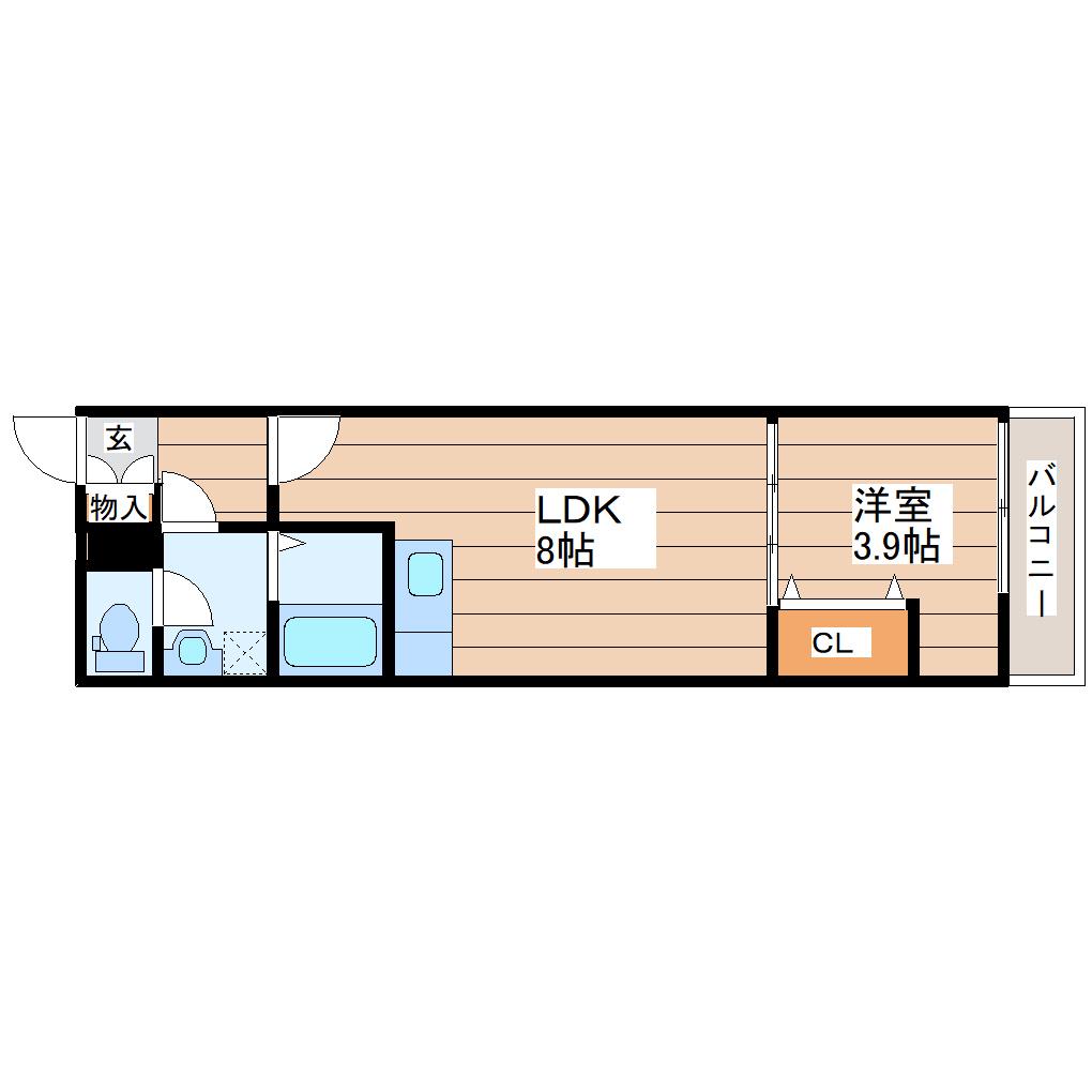 ラズワード薬師堂(1LDK/3階)の間取り写真