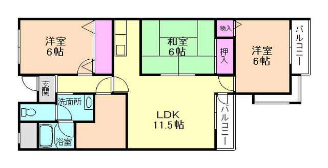 シュロス五月山III(4LDK/5階)の間取り写真