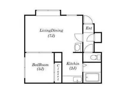 ワン・ペニー水車町(1DK/2階)の間取り写真