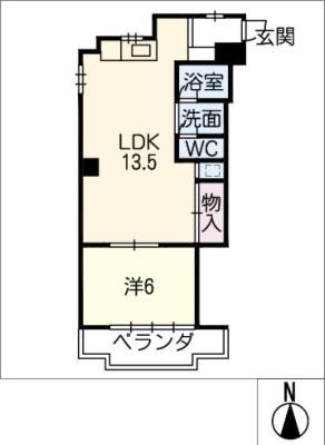 三城ハイツ(1LDK/2階)の間取り写真