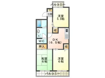 ベルコリーヌ(3DK/2階)の間取り写真