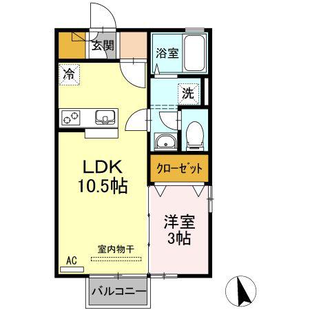 ユーラナス木太(1LDK/2階)の間取り写真