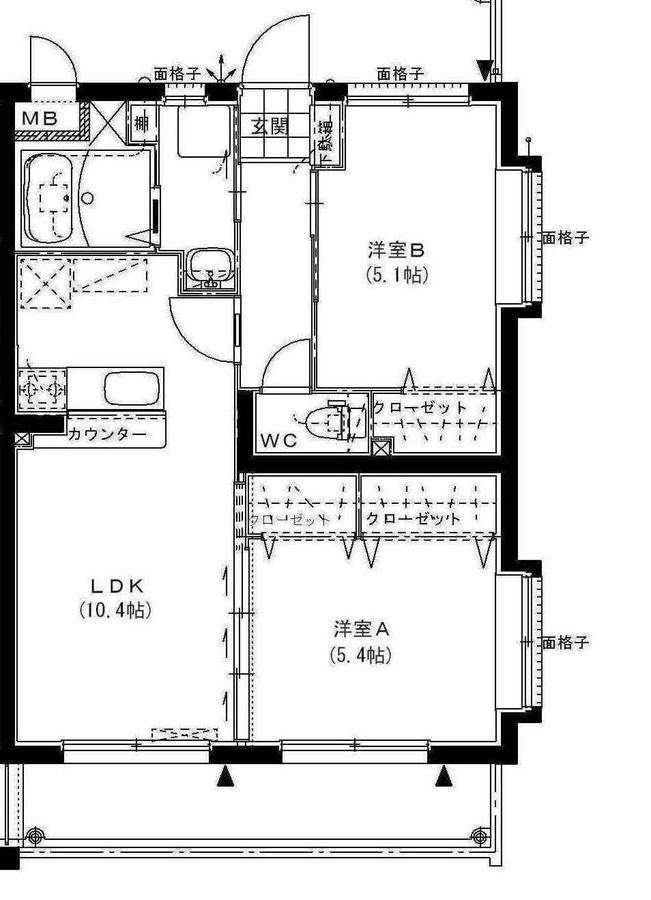 ハーバーウエスト(2LDK/4階)の間取り写真
