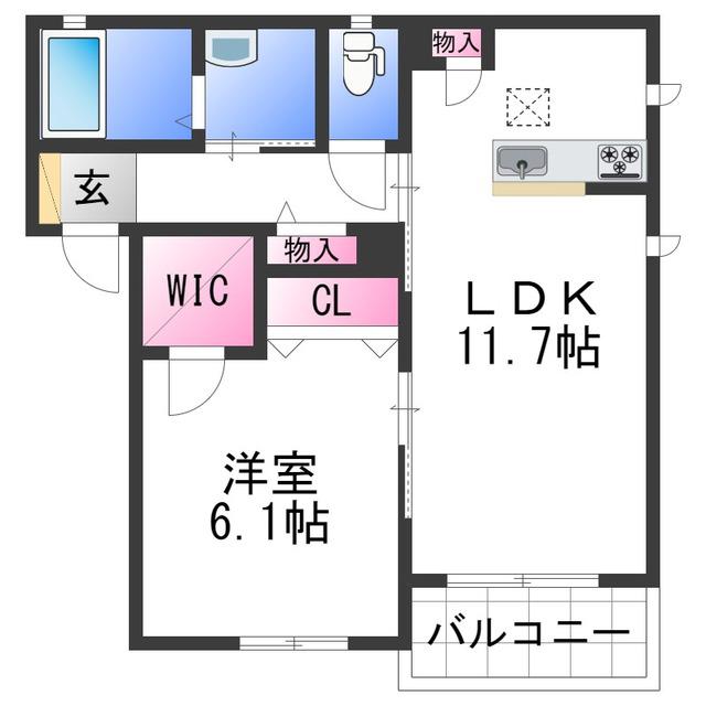 シャーメゾン MISA A棟(1LDK/1階)の間取り写真