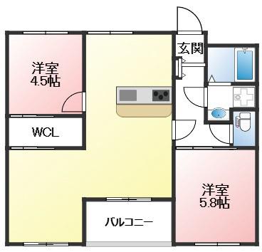 御崎北ビル(3LDK/10階)の間取り写真