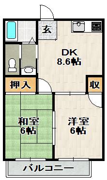 グリーンハイツ(2DK/1階)の間取り写真