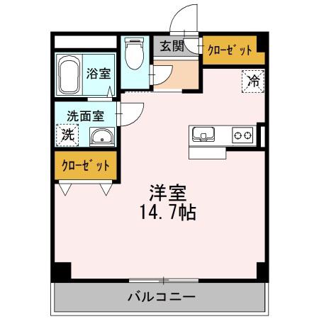 YSビル(ワンルーム/2階)の間取り写真