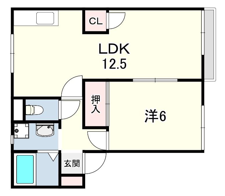 フレグランス本多聞A棟(1LDK/1階)の間取り写真