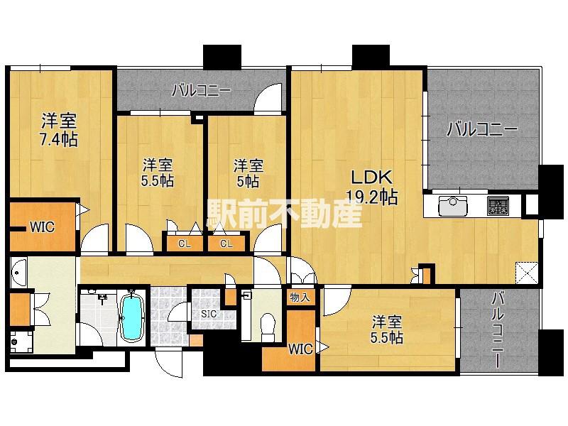アイランドシティオーシャン&フォレストタ(4LDK/3階)の間取り写真