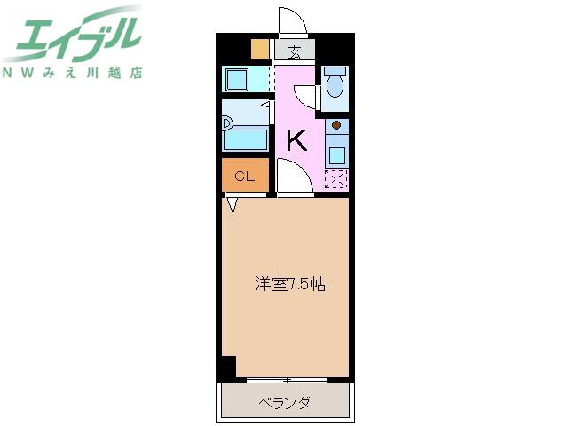 SHINONOMEハイツ(1K/4階)の間取り写真