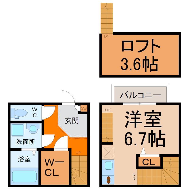 アーバングレイスII(1K/1階)の間取り写真