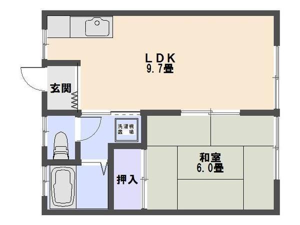 ハイツ長尾(1LDK/2階)の間取り写真