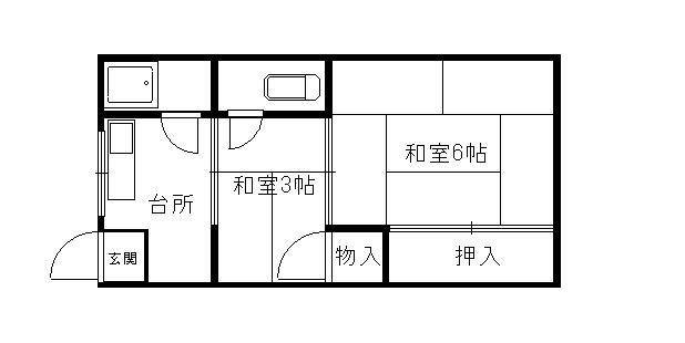 堤コーポ(2K/2階)の間取り写真