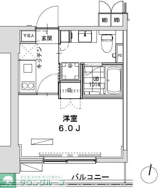 グランディオール広尾テラス(1K/9階)の間取り写真