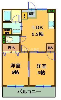 エルハイムミカノ(2LDK/2階)の間取り写真