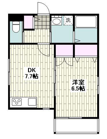 エスコート中央(1DK/2階)の間取り写真
