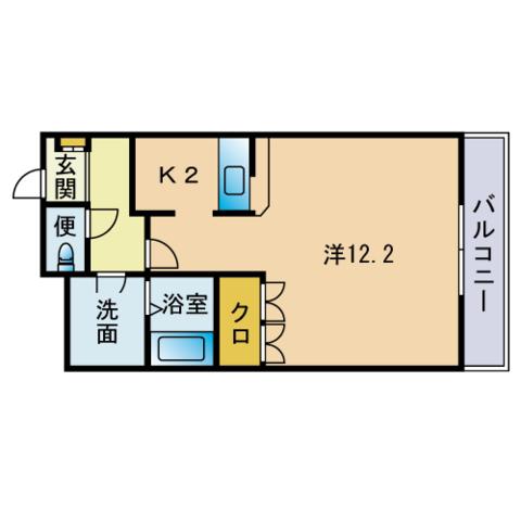 ユースパレスⅡ(1K/1階)の間取り写真