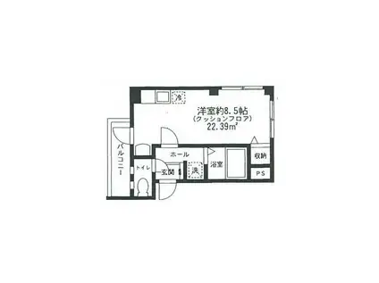 ヴィラ・ヴェール(ワンルーム/2階)の間取り写真