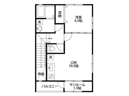 サンハイムラベスト(1LDK/2階)の間取り写真