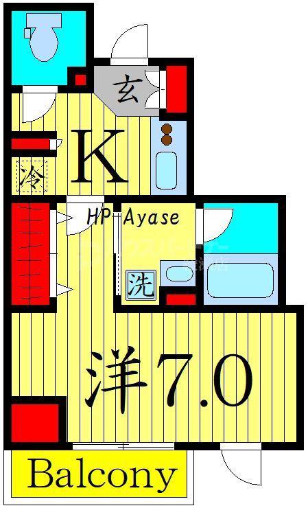 グランカーサ綾瀬(1K/5階)の間取り写真