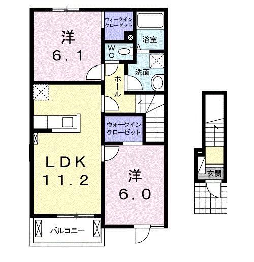 レイナコート607(2LDK/2階)の間取り写真