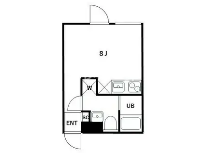MUVA天王洲アイル(ワンルーム/2階)の間取り写真