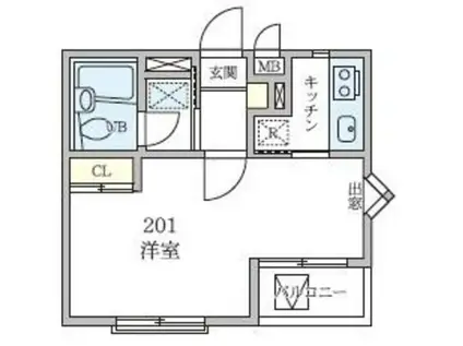 ピア信濃町(1K/2階)の間取り写真