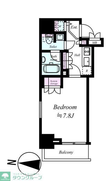 プレスタイル住吉(1K/1階)の間取り写真