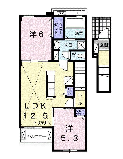 パイン グリーン(2LDK/2階)の間取り写真