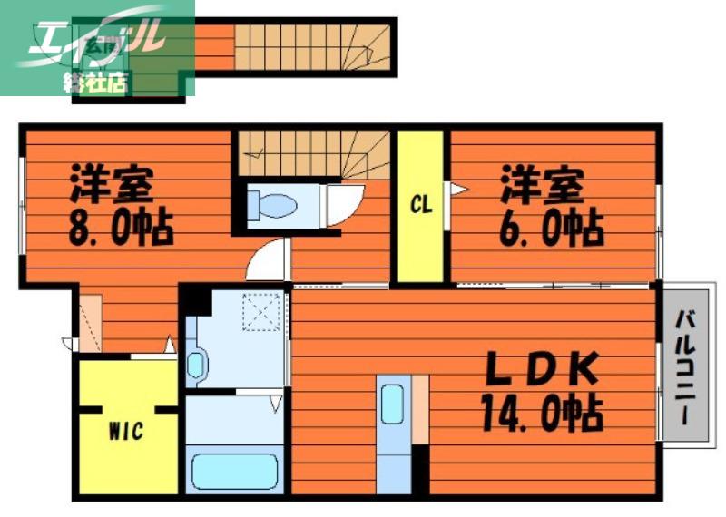 D-ROOM・SW(2LDK/2階)の間取り写真