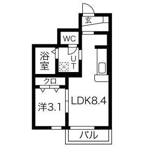 FOLUNAI(1LDK/1階)の間取り写真