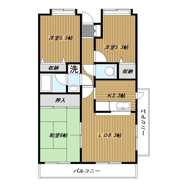 コリンズ白根(3LDK/4階)の間取り写真