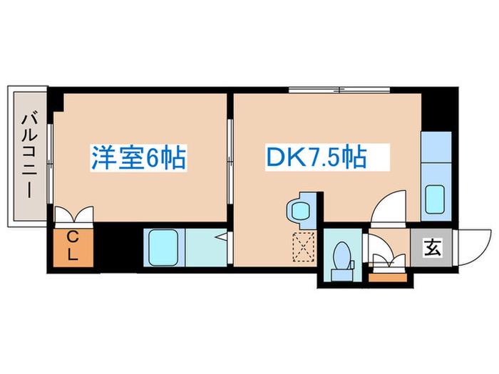 ピュアライト32(1DK/3階)の間取り写真