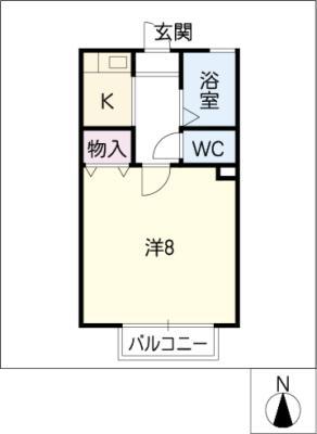 メゾンソレイユ(1K/1階)の間取り写真
