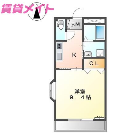サンライズガーデン(1K/1階)の間取り写真