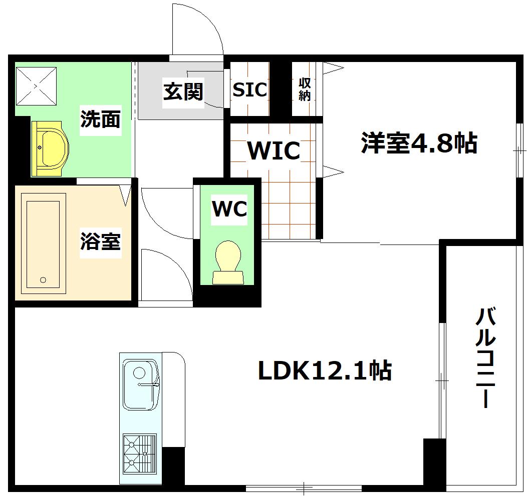 CAMPANELLA船越(1LDK/1階)の間取り写真