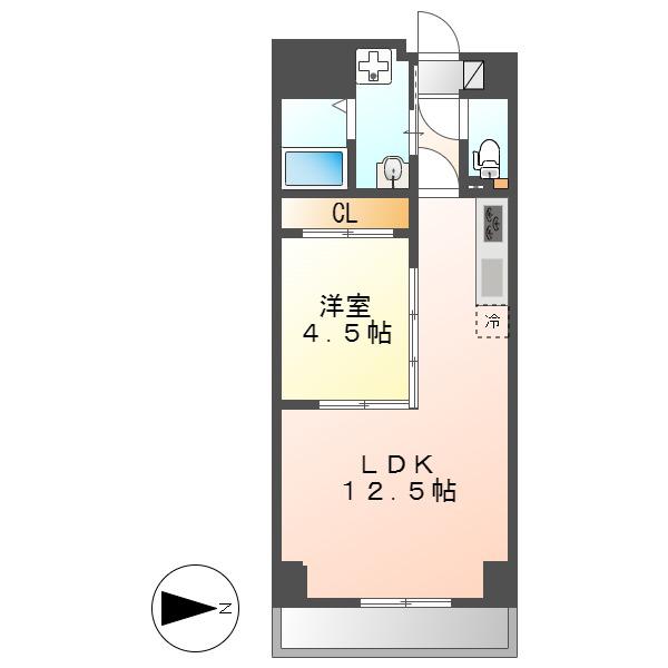 古出来エンブルコート(1LDK/4階)の間取り写真