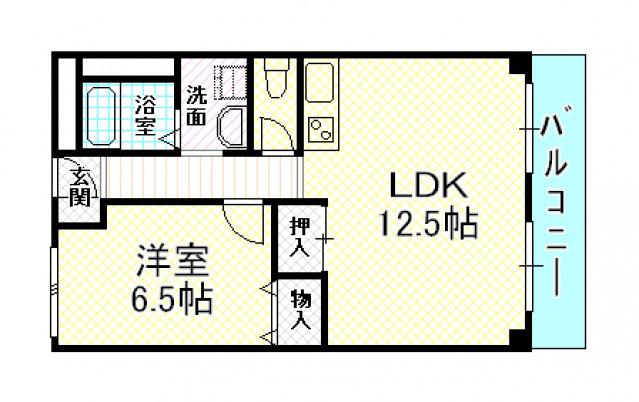 ロングヴィラ(1LDK/3階)の間取り写真