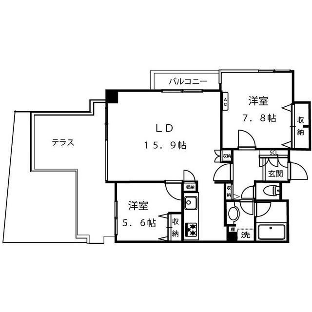 ガーデン杉並方南(2LDK/1階)の間取り写真