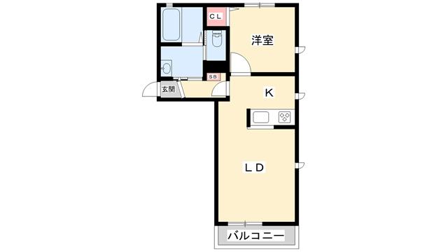シャーメゾン南車崎(1LDK/2階)の間取り写真
