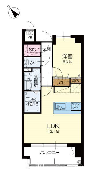 アースコートYSシティ津田新町(1LDK/13階)の間取り写真