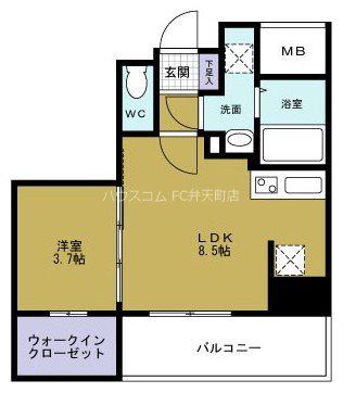 BASE NAMIYOKE(1LDK/3階)の間取り写真
