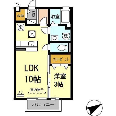 コンフォート ヴィラ(1LDK/1階)の間取り写真