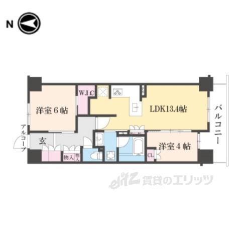 ファインレジデンス京都五条通(2LDK/6階)の間取り写真