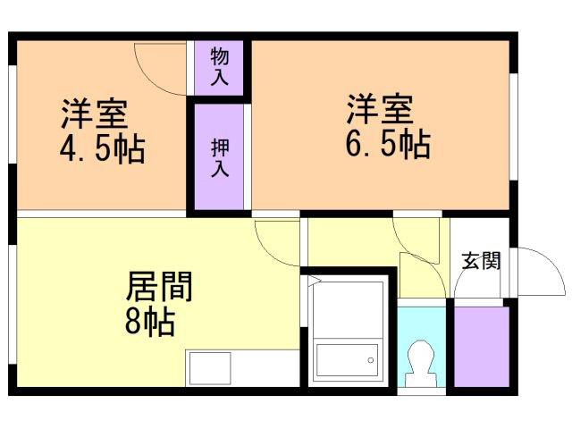 上山アパート(2DK/2階)の間取り写真